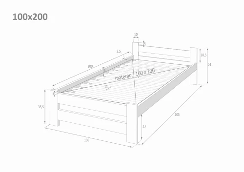 Łóżko drewniane - 100x200 Dakota