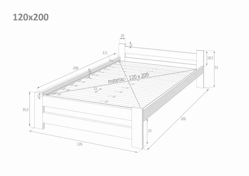 Łóżko Drewniane - 120x200 Dakota | Łóżko I Materac