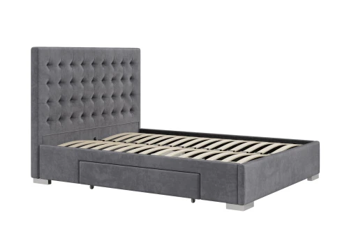 Łóżko 180x200 Tapicerowane Pesaro + 2 Szuflady Welur Szare || Outlet K116