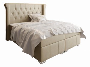 Łóżko kontynentalne Lixa z pojemnikiem, materacem i toperem 