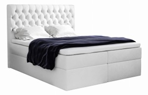 Łóżko kontynentalne Mirandela z pojemnikiem, materacem i toperem 