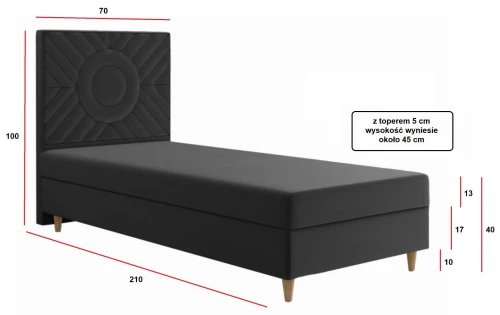 Łóżko 70x200 Tapicerowane hotelowe Ardea  + Materac + Toper Tkaniny I Kolory Do Wyboru