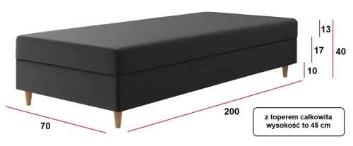 Łóżko 70x200 Tapicerowane hotelowe Cerreto + Materac + Toper Tkaniny I Kolory Do Wyboru