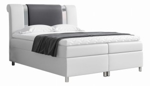 Łóżko kontynentalne Leiria z pojemnikiem, materacem i toperem 