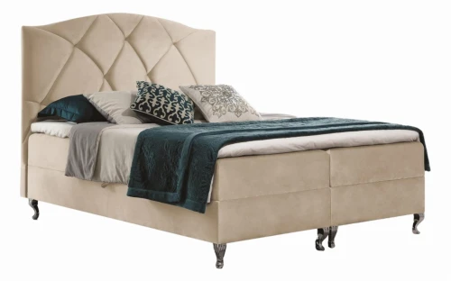 Łóżko kontynentalne Cartaxo z pojemnikiem, materacem i toperem 