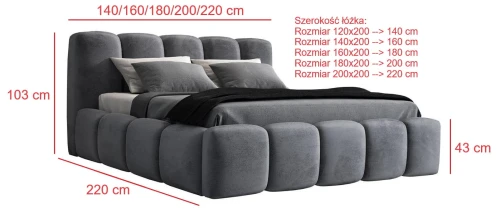 Łóżko tapicerowane z pojemnikiem Fiesse 