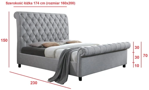 Łóżko tapicerowane z pojemnikiem Vico