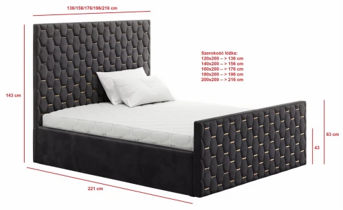 Łóżko tapicerowane z pojemnikiem Boss 1 Lux