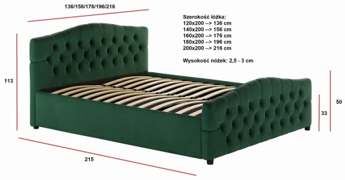 Łóżko tapicerowane z pojemnikiem Livorno