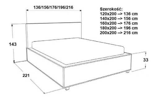 Łóżko tapicerowane z pojemnikiem Salve
