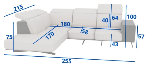 Sofa Narożnik Ranchio z regulowanymi zagłówkami