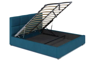 Łóżko 180x200 Tapicerowane Como + Pojemnik Welur Lazurowe (Outlet K-102)