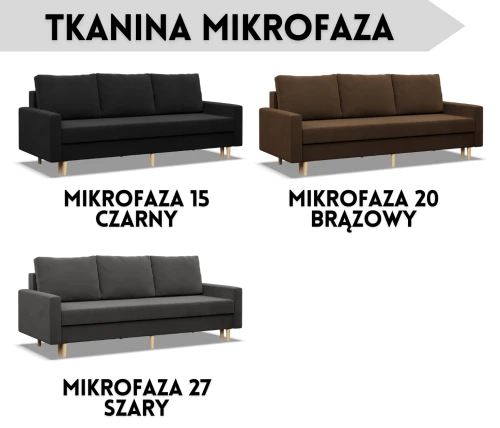 Kanapa BARTELLA  3-osobowa - Funkcja Spania | Pojemnik | Kolory do wyboru