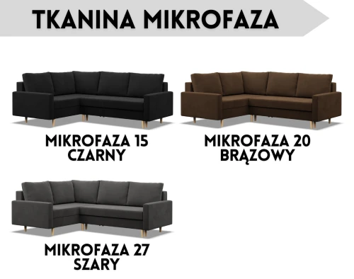 Narożnik BARTELLA LO - Funkcja Spania | 2 Pojemniki | Kolory do wyboru