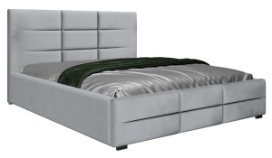 Łóżko 140x200 Tapicerowane Bergamo Welur Szare