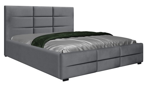 Łóżko 140x200 Tapicerowane Bergamo Welur Ciemno Szare