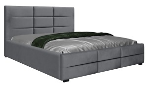 Łóżko 180x200 Tapicerowane Bergamo Welur Ciemno Szare