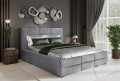 Łóżko 160x200 Tapicerowane Bergamo Welur Szare + Twarda Podłoga Pojemnika
