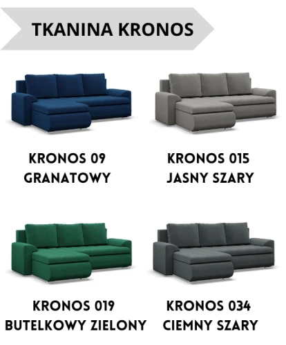 Narożnik FERRARA LL - Funkcja Spania | 2 Pojemniki | Kolory do wyboru