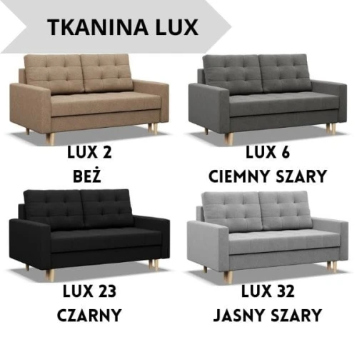 Sofa ERICE 2-osobowa - Funkcja Spania | Pojemnik | Kolory do wyboru