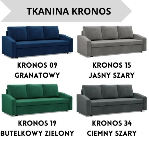 Kanapa NUORO  3-osobowa Ścięty Bok - Funkcja Spania | Pojemnik | Kolory do wyboru