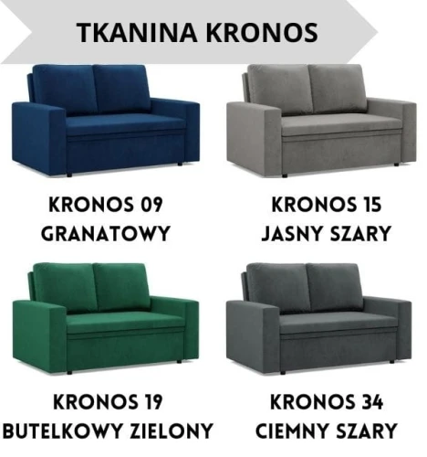 Sofa NUORO 2-osobowa Prosty Bok - Funkcja Spania | Pojemnik | Kolory do wyboru
