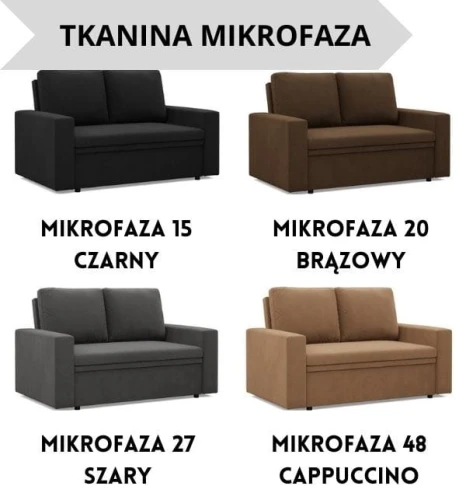 Sofa NUORO 2-osobowa Prosty Bok - Funkcja Spania | Pojemnik | Kolory do wyboru