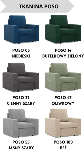 Fotel NUORO prosty bok - Kolory do wyboru