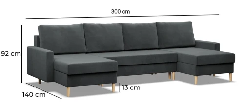Narożnik BARTELLA U - Funkcja Spania | 3 Pojemniki | Kolory do wyboru
