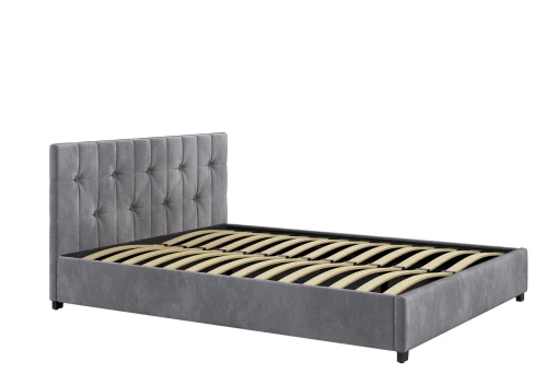 Łóżko 140x200 Tapicerowane Modena + Pojemnik Welur Ciemno Szare (Outlet K-161)