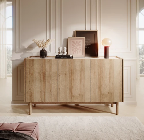 Komoda BOHO K144/83 Dąb riviera złoty , marmur bianco 