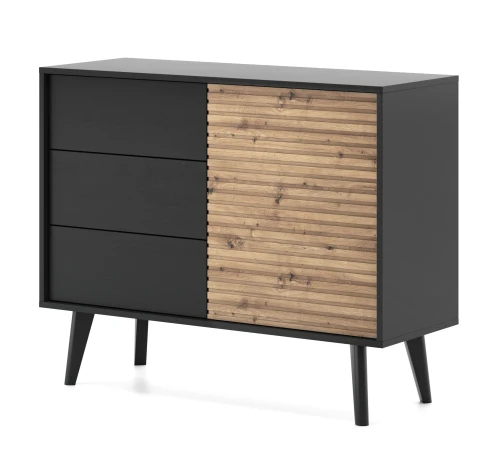 Komoda KSZ-104 WILLOW  |Dąb artisan\ Czarny  