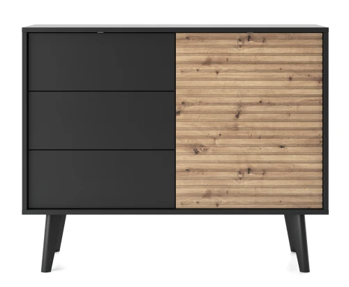 Komoda KSZ-104 WILLOW  |Dąb artisan\ Czarny  