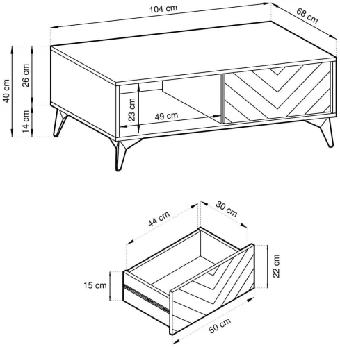 Ława DIAMOND L104 Dąb evoke / Czarny