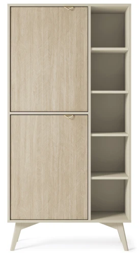 Regał  FOREST RG80 | Eukaliptus, jodełka scandi I Beż piaskowy 