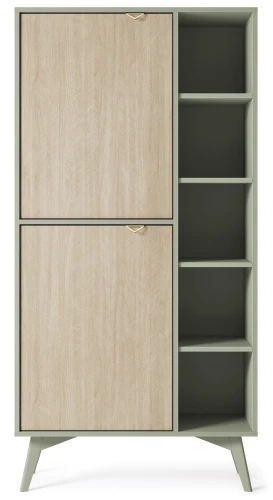 Regał  FOREST RG80 | Eukaliptus, jodełka scandi I Beż piaskowy 