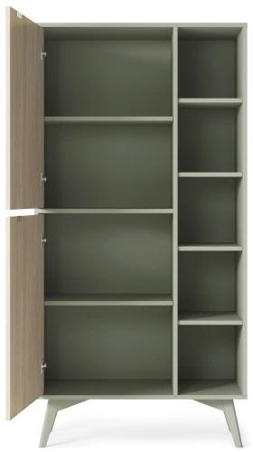 Regał  FOREST RG80 | Eukaliptus, jodełka scandi I Beż piaskowy 