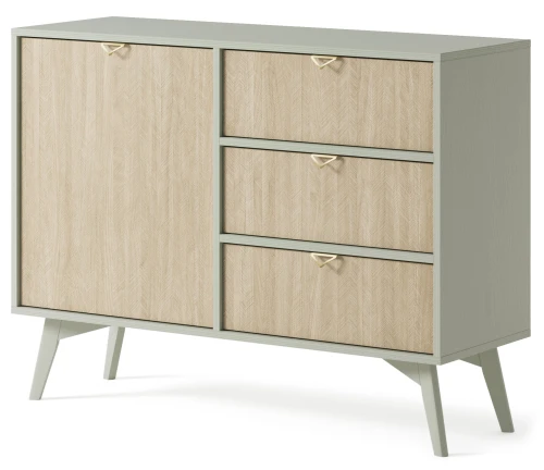 Komoda  FOREST KSZD106 | Eukaliptus, jodełka scandi I Beż piaskowy   