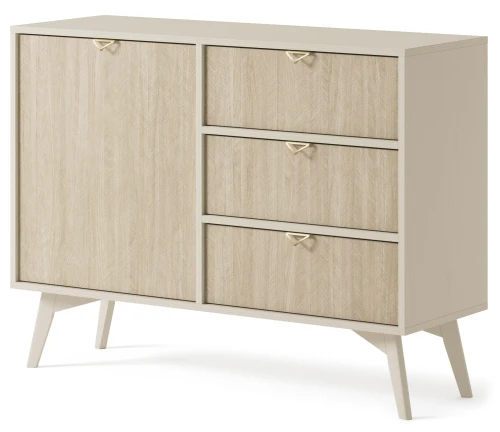 Komoda  FOREST KSZD106 | Eukaliptus, jodełka scandi I Beż piaskowy   