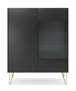 Witryna HARMONY WT97 I Czarny grafit I Marmur black   