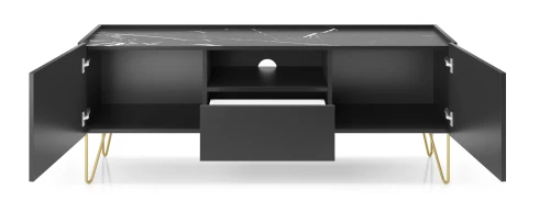 Szafka HARMONY RTV144 I Czarny grafit I Marmur black   