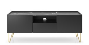 Szafka HARMONY RTV144 I Czarny grafit I Marmur black   