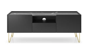 Szafka HARMONY RTV144 I Czarny grafit I Marmur black   