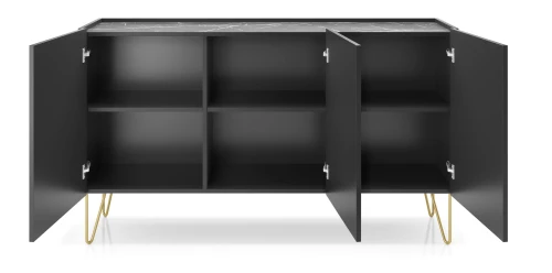 Komoda HARMONY K144 Czarny grafit I Marmur black  
