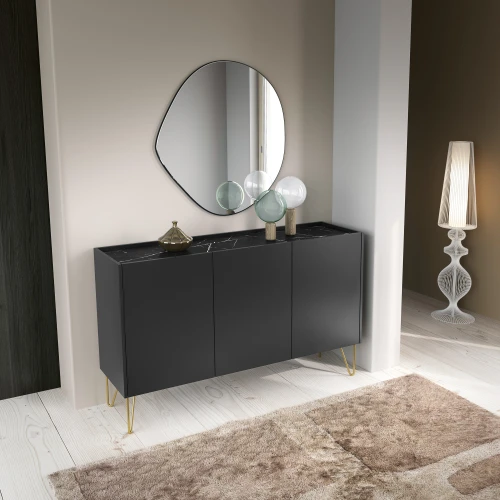 Komoda HARMONY K144 Czarny grafit I Marmur black  
