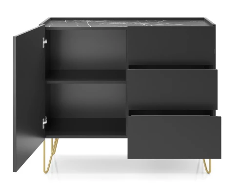 Komoda HARMONY KSZ97 Czarny grafit I Marmur black  