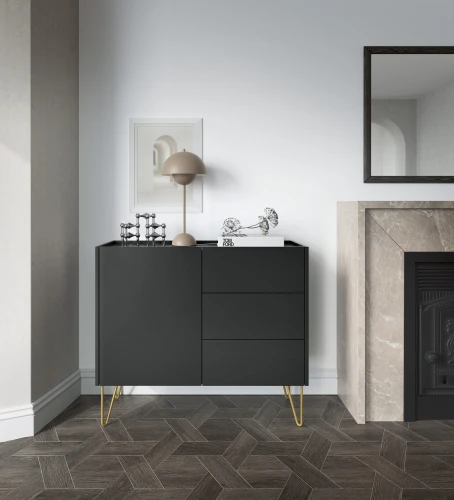 Komoda HARMONY KSZ97 Czarny grafit I Marmur black  
