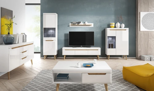 Komoda NORDI NKSZ 107 |  Biały ,dąb riviera