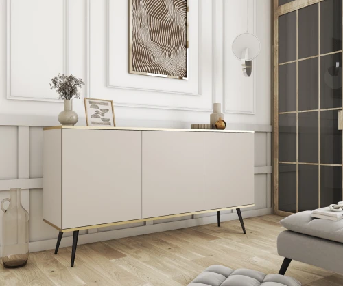 Komoda  ORO K160  I Beż I Biała I Czarna 