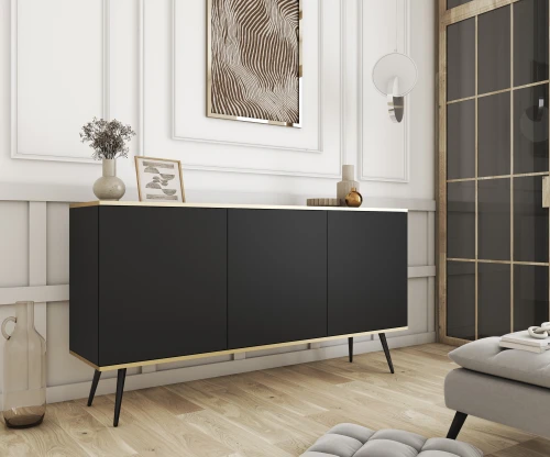 Komoda  ORO K160  I Beż I Biała I Czarna 